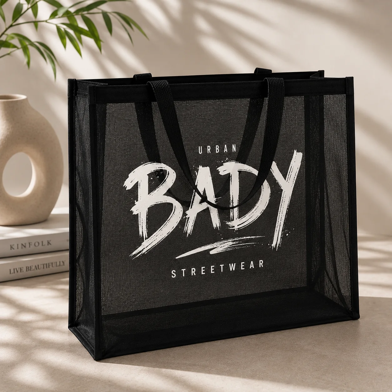 Custom Mesh Nylon Tote Bags view 2
