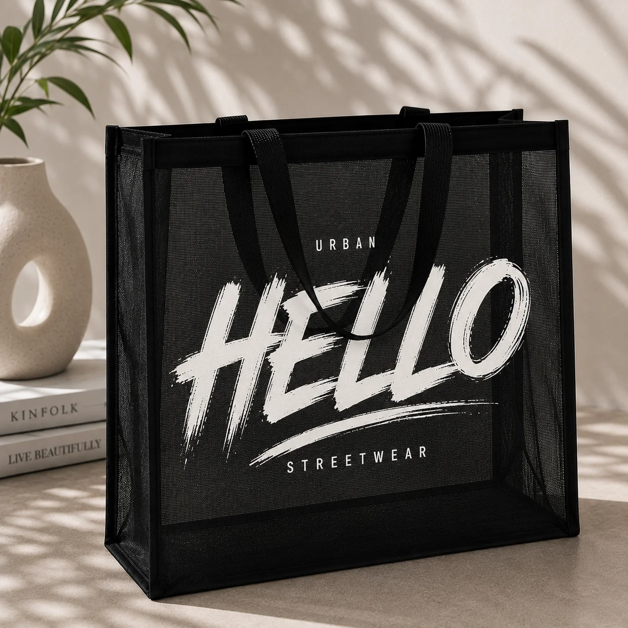Custom Mesh Nylon Tote Bags view 5